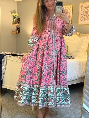Fancy D Boutique Pink and Green Floral Maxi Dress